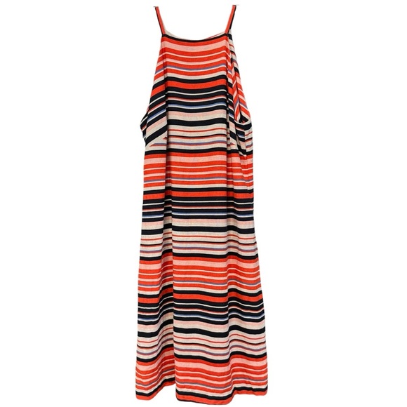 Tommy Hilfiger Striped Sleeveless Linen Blend Dress Small Women’s Halter - Picture 1 of 8